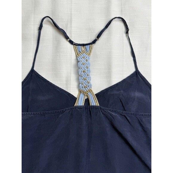 Lilly Pulitzer Crochet Racerback Camisole 100% Silk Tank Top Navy Sz Large New - Picture 4 of 7